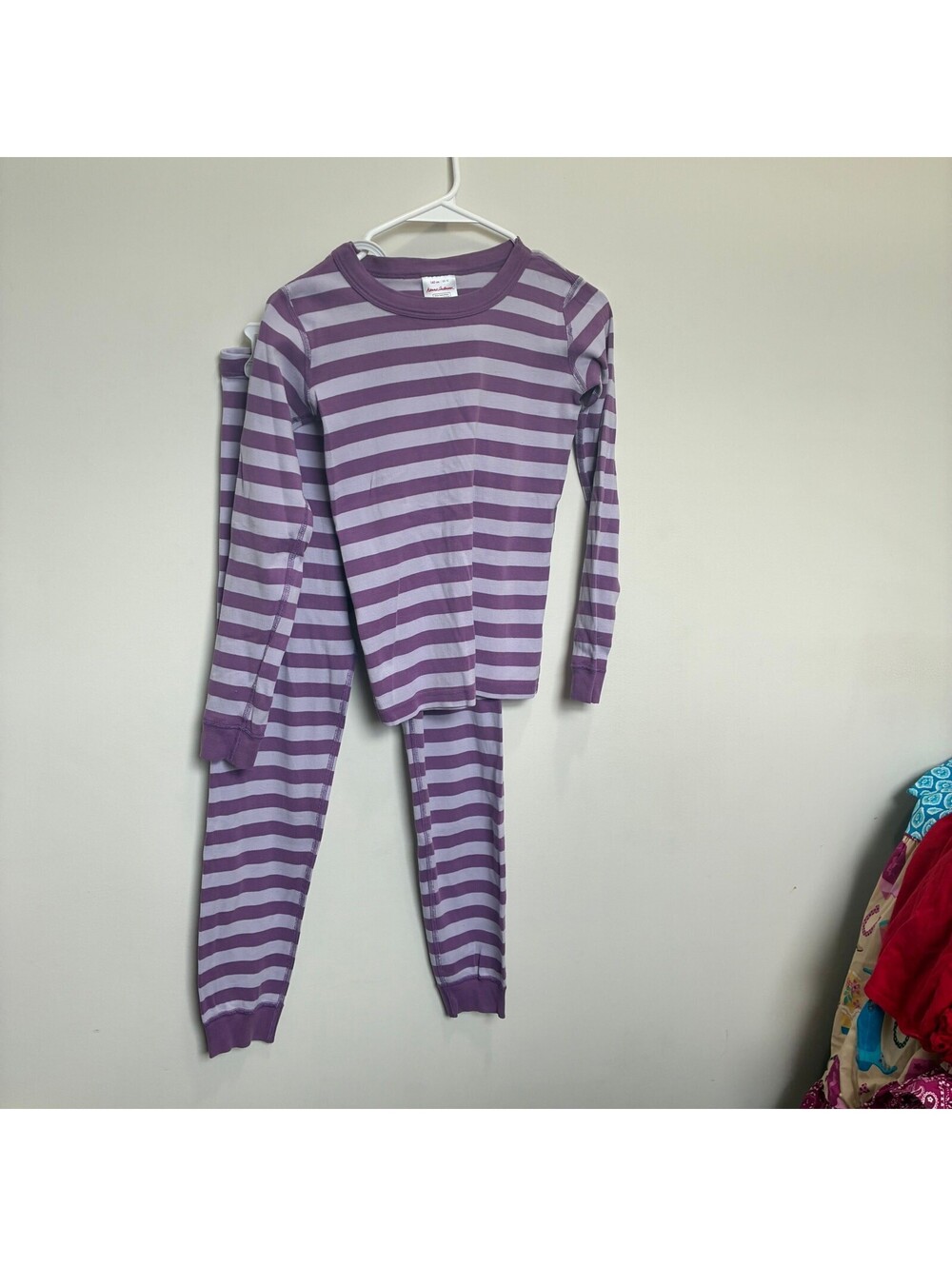 Hanna Andersson Purple Stripe Organic Cotton Pajamas Girls 140 10
